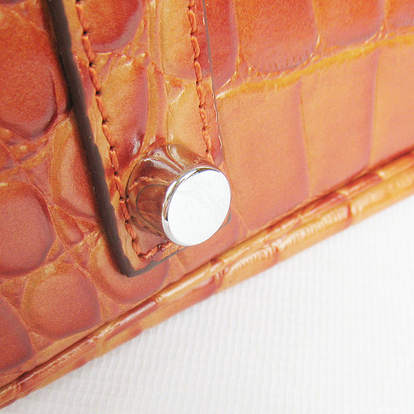 High Quality Fake Hermes Birkin 35CM Max Crocodile Veins Leather Bag Orange 6089